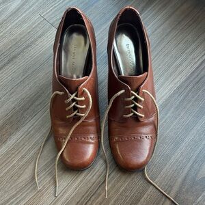 Etienne Aigner Chestnut Leather Oxfords